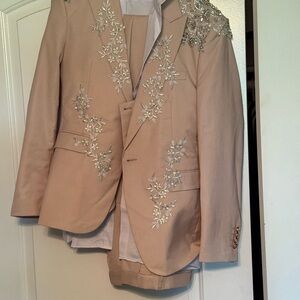 Elegant Embellished Tan Blazer